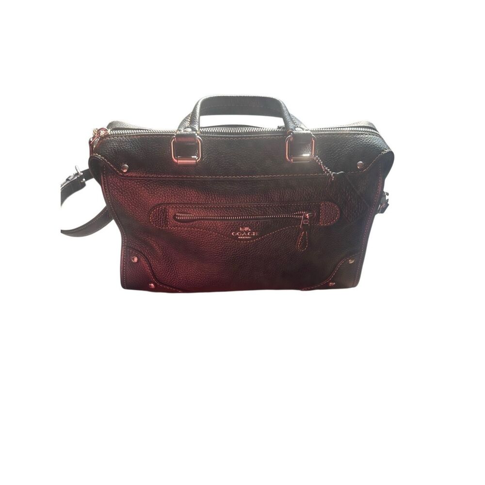 COACH Millie Black Silver Logo Leather Satchel Crossbody Shoulder Bag $550 - Picture 14 of 14